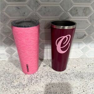 Corkcicle Pink and Maroon Tumblers 24oz